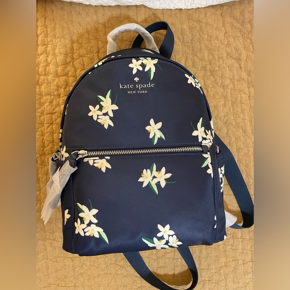 NWT Kate Spade Orange Blossom Chelsea Nylon Medium Backpack - Picture 5 of 8